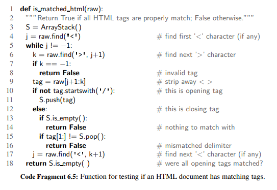 Solved IN PYTHON PLEASE In Code Fragment 6.5 we assume that | Chegg.com