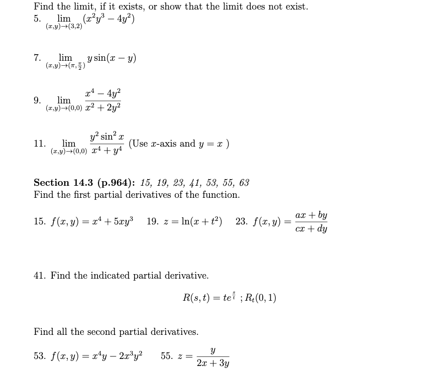 Solved Find the limit, if it exists, or show that the limit | Chegg.com