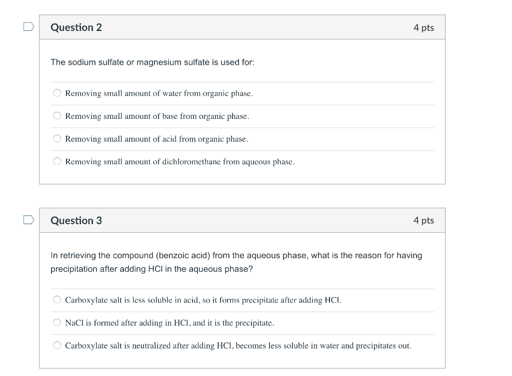 Solved AcidBase extraction lab Post lab questions......