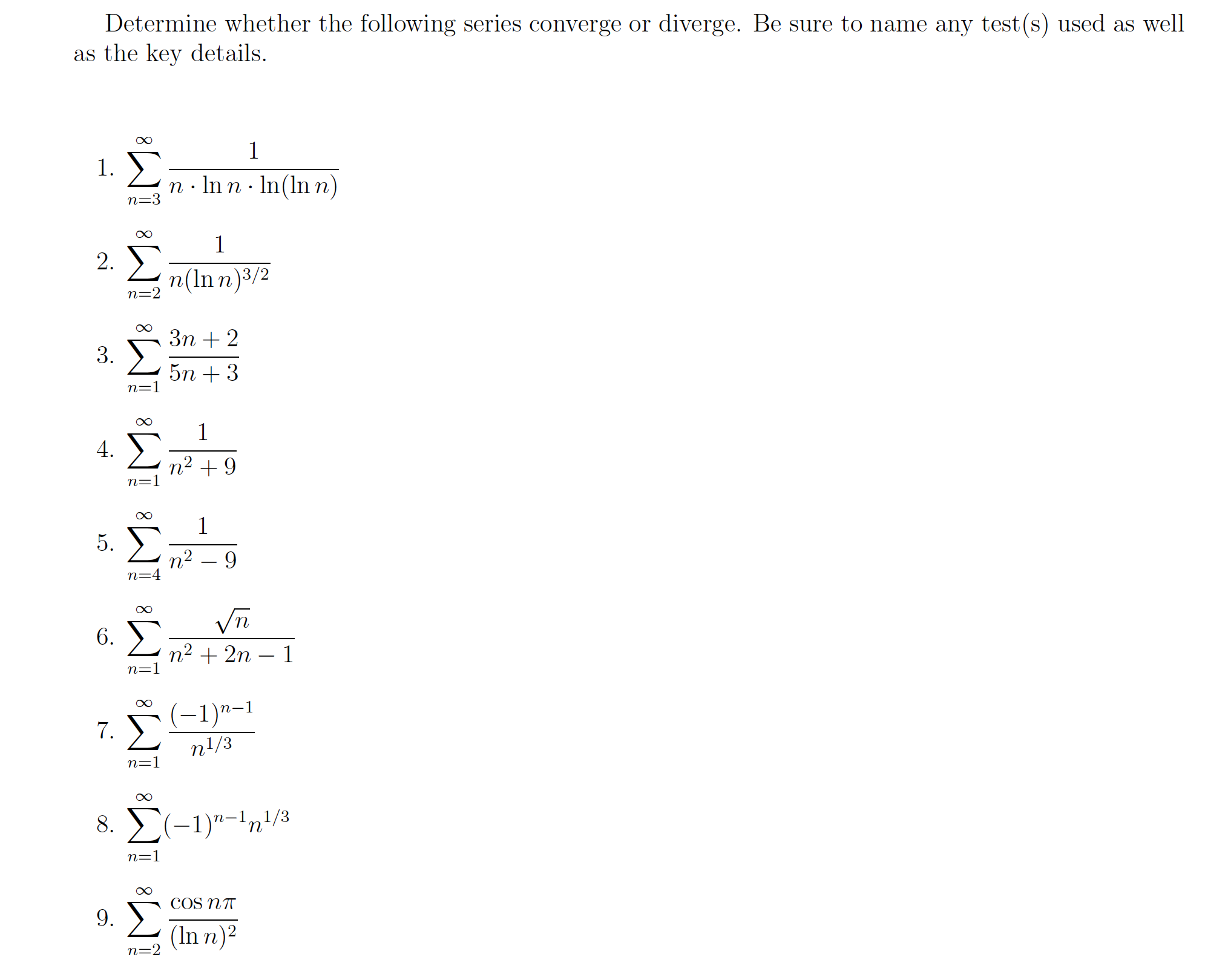 Solved Determine Whether The Following Series Converge Or | Chegg.com