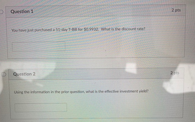 Solved Question 1 2 pts You have just purchased a 51-day | Chegg.com