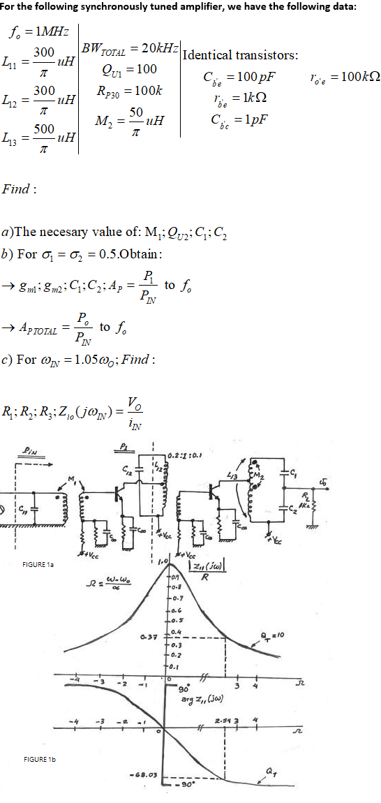For the following synchronously tuned amplifier, we | Chegg.com