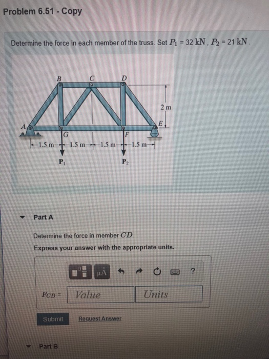 Solved Problem 6.51-Copy Determine the force in each member | Chegg.com