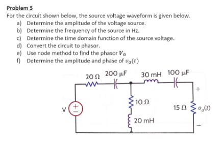 Solved Problem 5 For the circuit shown below, the source | Chegg.com