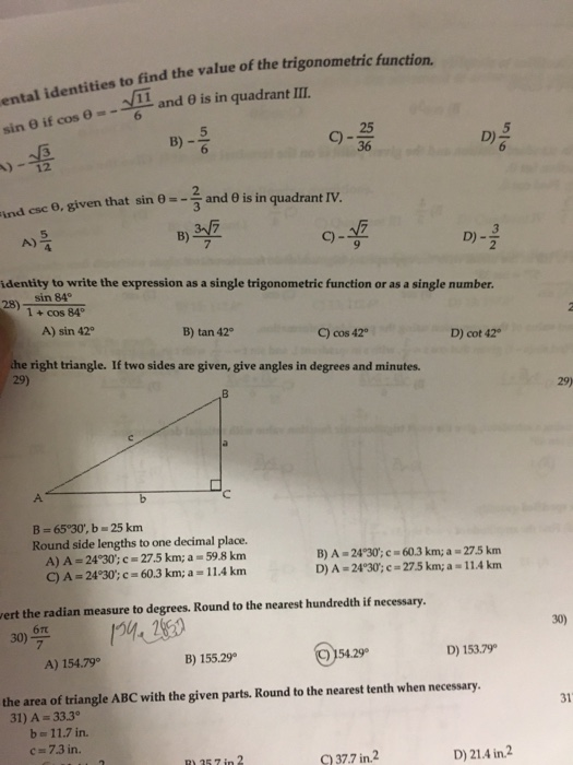 tal identities to find the value of the trigonometric | Chegg.com