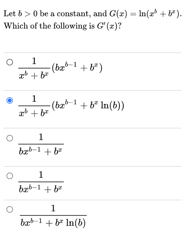 Solved Let b > 0 be a constant, and G(x) = ln(ab + 6€). — free download
