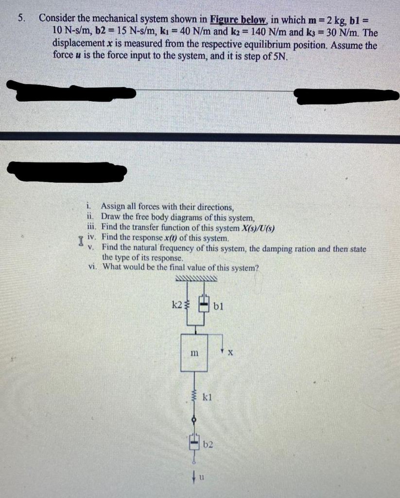 5. Consider the mechanical system shown in Figure | Chegg.com