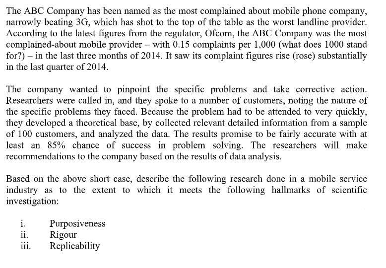 Solved The ABC Company has been named as the most complained | Chegg.com