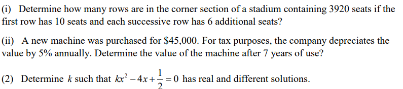 Solved (i) Determine How Many Rows Are In The Corner Section 