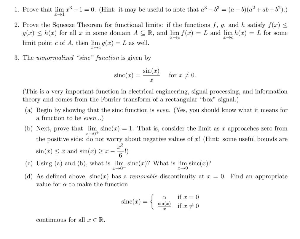 Solved 1 Prove That Lim 23 1 0 Hint It May Be Use Chegg Com