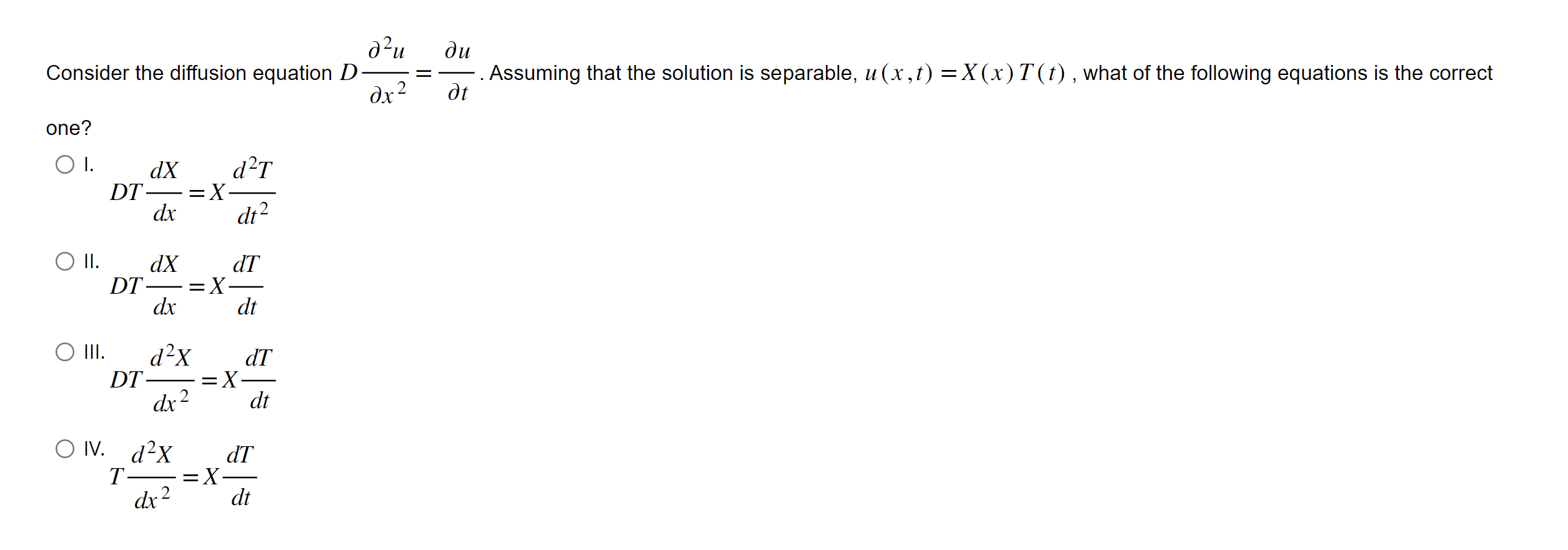 Solved Consider the diffusion equation D∂x2∂2u=∂t∂u. | Chegg.com