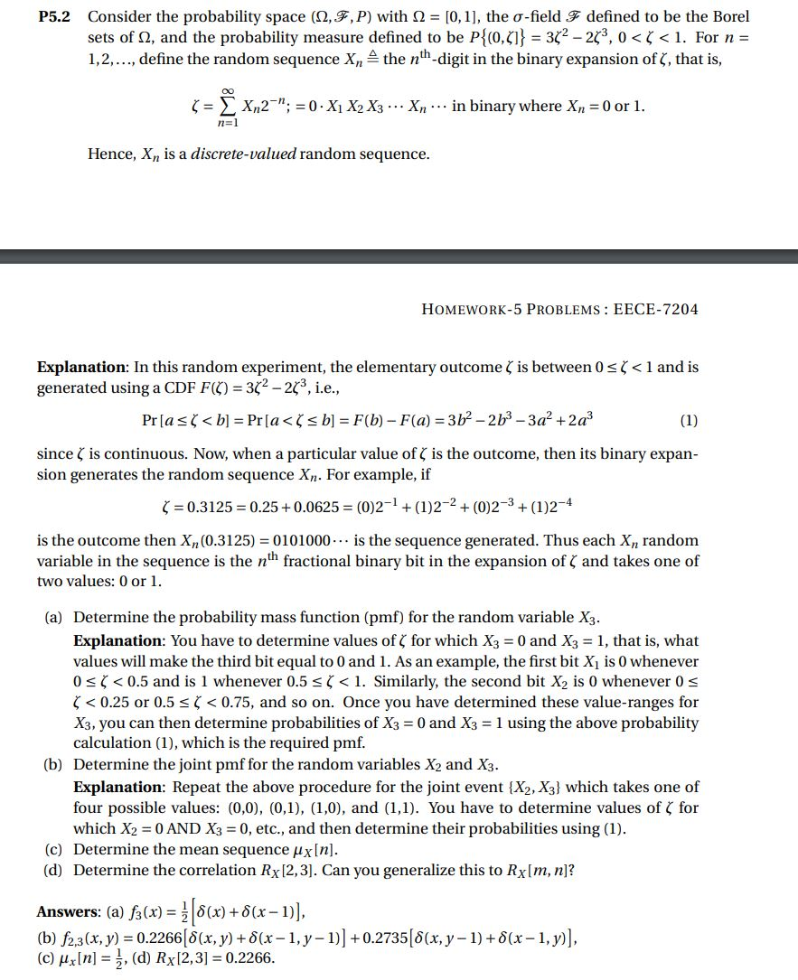 P5 2 Consider The Probability Space 12 F P With Chegg Com