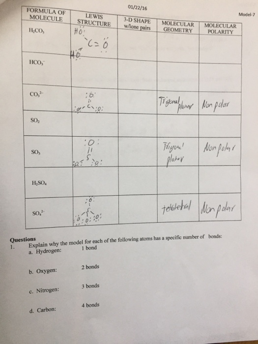 Solved FORMULA OF MOLECULE STRUCTURE H CO 01/22/16 LEWIS | Chegg.com