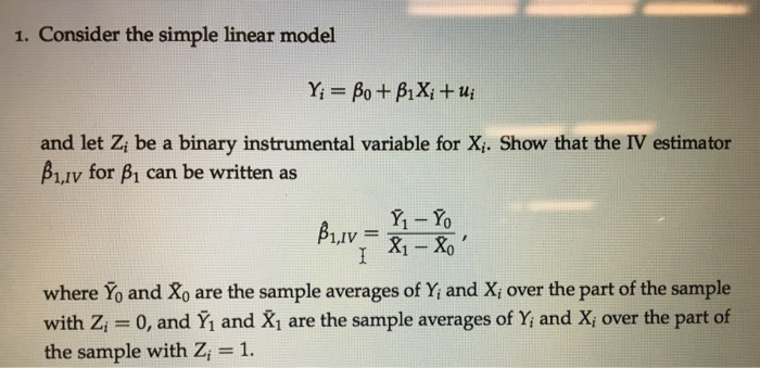 Solved 1. Consider the simple linear model and let Z, be a | Chegg.com