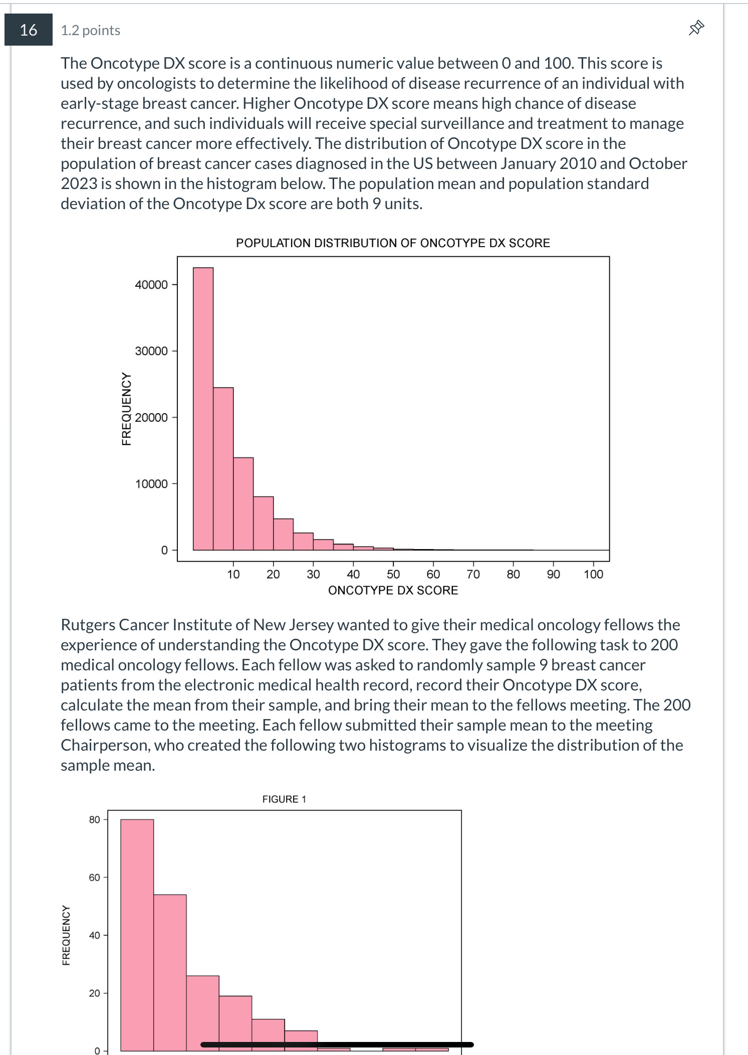 Solved The Oncotype DX score is a continuous numeric value | Chegg.com