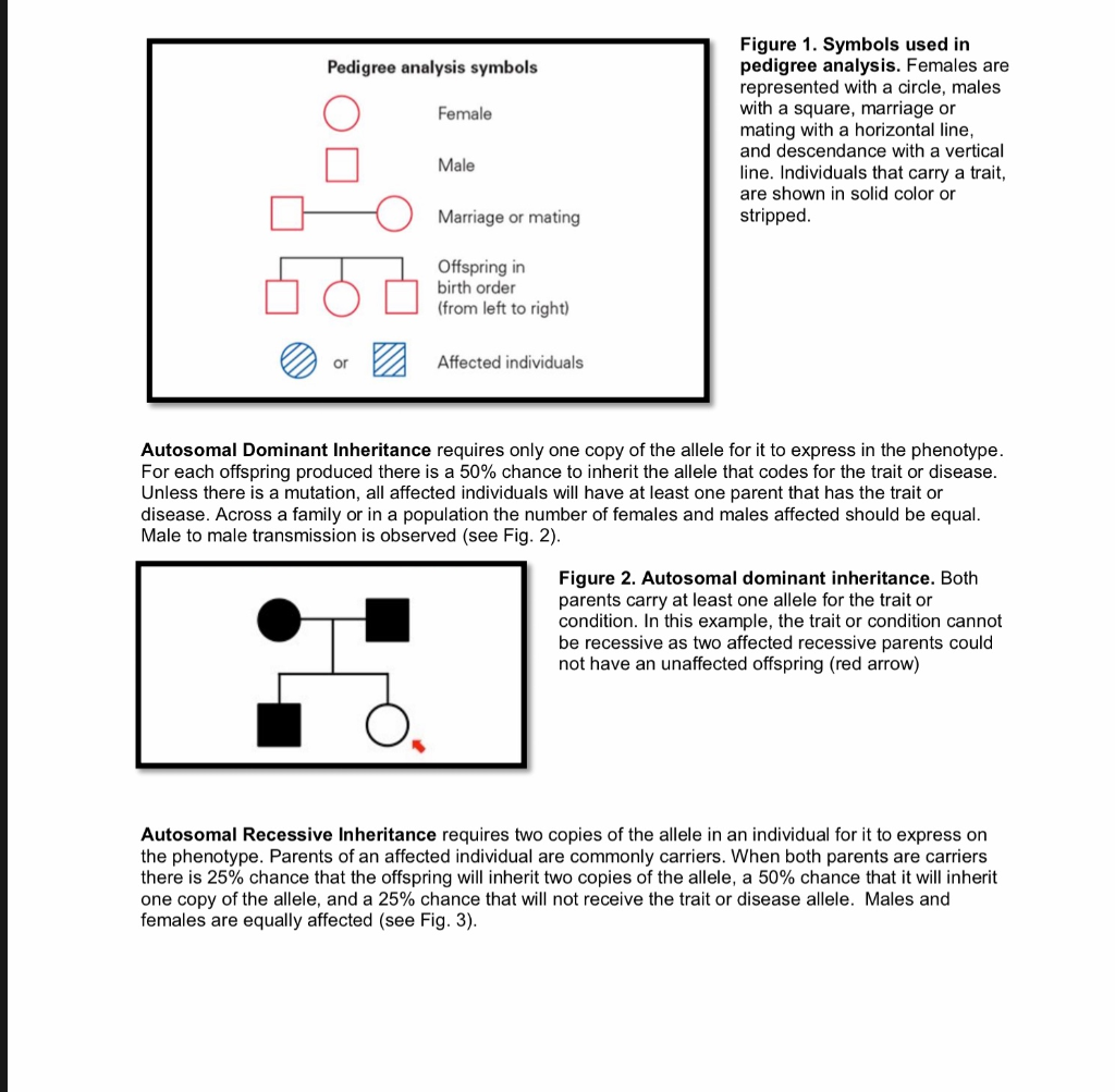 Solved Figure 1. Symbols used in pedigree analysis. Females | Chegg.com