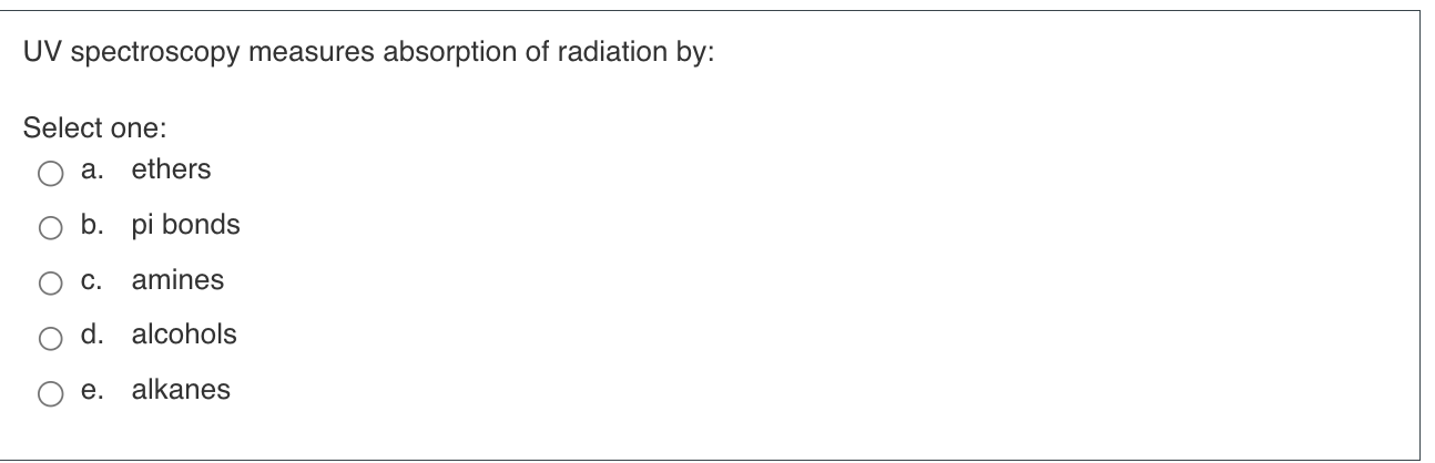 Solved UV spectroscopy measures absorption of radiation by: | Chegg.com