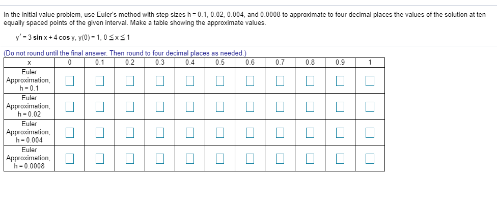 Solved In the initial value problem, use Euler's method with | Chegg.com