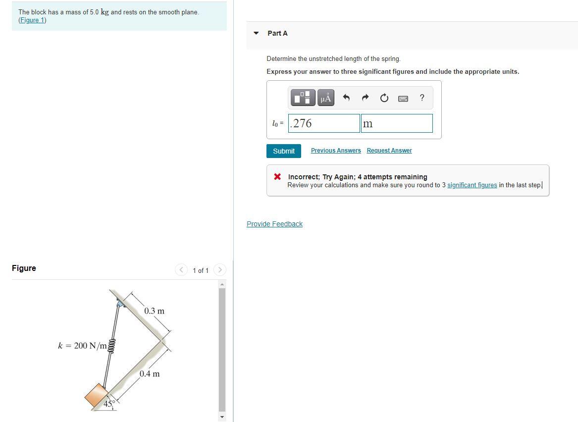 Solved The Block Has A Mass Of 5.0 Kg And Rests On The | Chegg.com