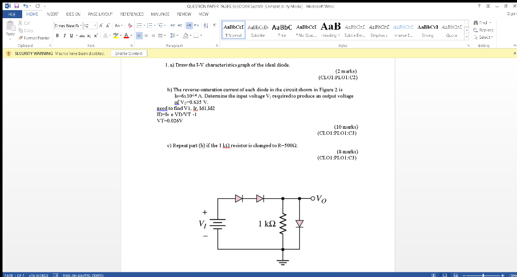 Solved 5 X Sign W Question Paper Pages Elec13 Sept C Chegg Com