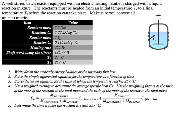 A well stirred batch reactor equipped with an electric heating mantle is charged with a liquid reaction mixture. The reactant