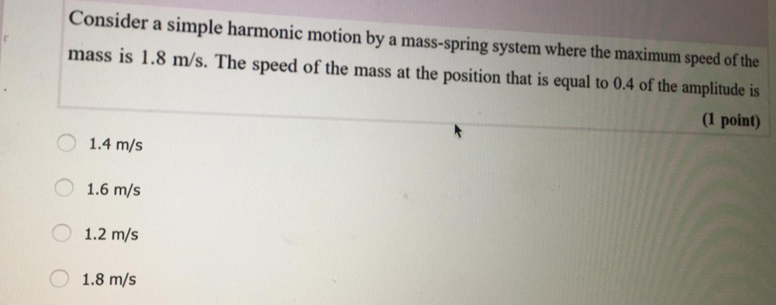 Solved Consider a simple harmonic motion by a mass-spring | Chegg.com