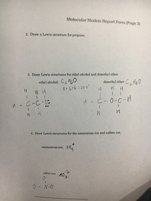 Solved Molecular Models Report Form (Page 3) 2. Draw a Lewis | Chegg.com
