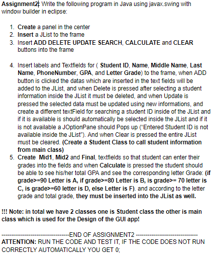 Solved Assignment2. Write the following program in Java | Chegg.com