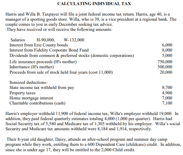 Solved Individual Tax (Joint) Calculation Assuming a joint | Chegg.com