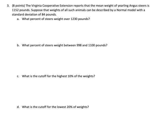 Solved 3. (8 Points) The Virginia Cooperative Extension | Chegg.com