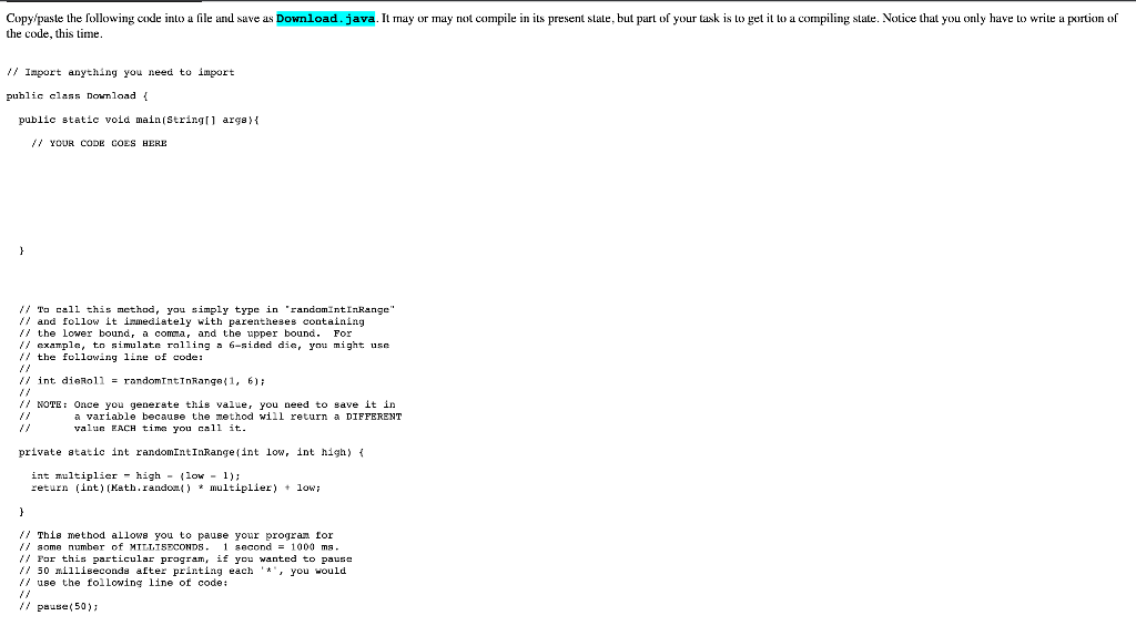 Solved the code, this time. // Import anything you need to | Chegg.com
