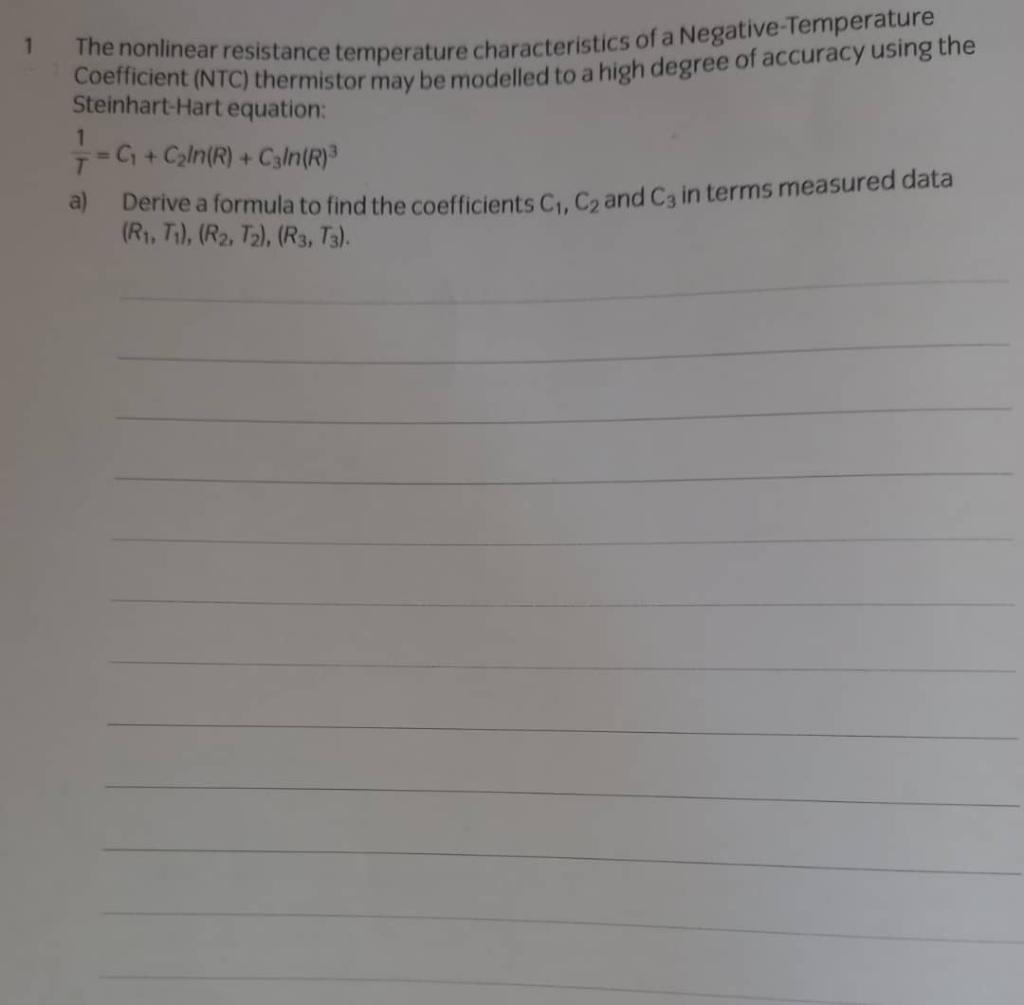 Solved The resistance temperature characteristics
