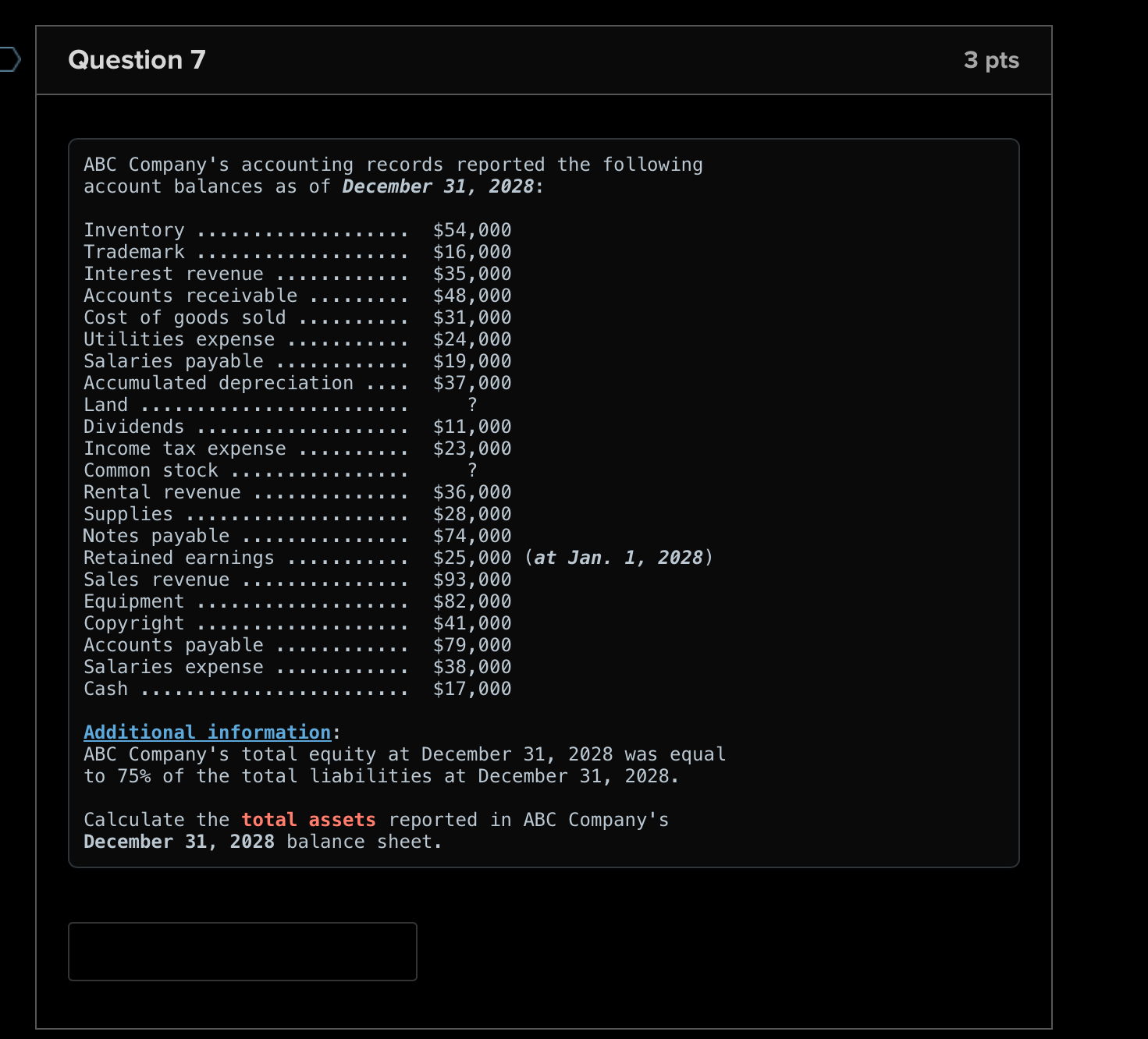 Solved Question 7 3 pts ABC Company's accounting records