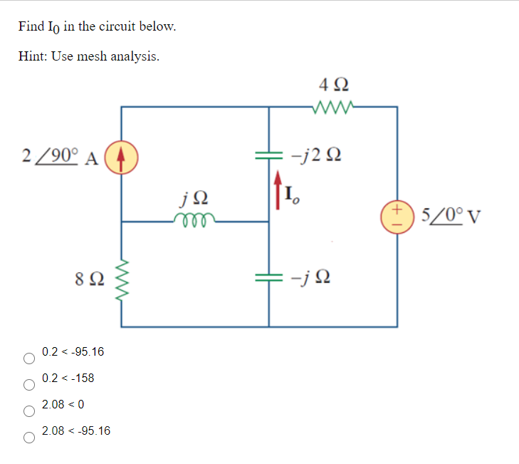 Solved Find Io in the circuit below. Hint: Use mesh | Chegg.com