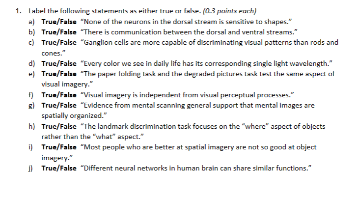 Solved Label the following statements as either true or | Chegg.com