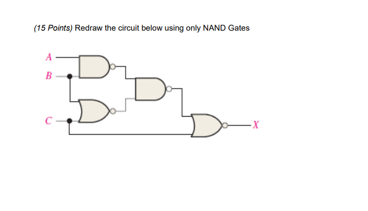 Solved (15 Points) Redraw the circuit below using only NAND | Chegg.com