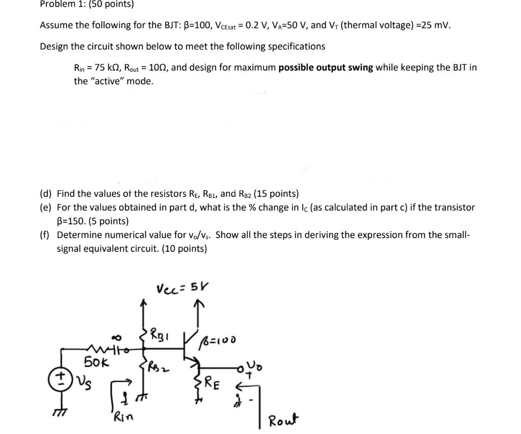 Problem 1: (50 Points) Assume The Following For The | Chegg.com