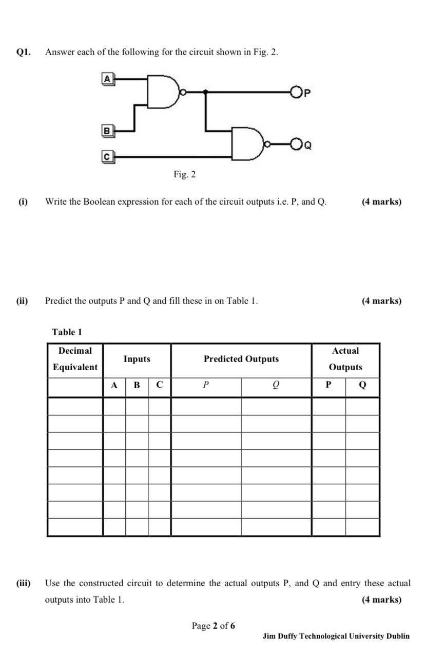 Solved Q1. Answer each of the following for the circuit | Chegg.com