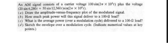 Solved An AM signal consists of a carrier voltage 100 | Chegg.com
