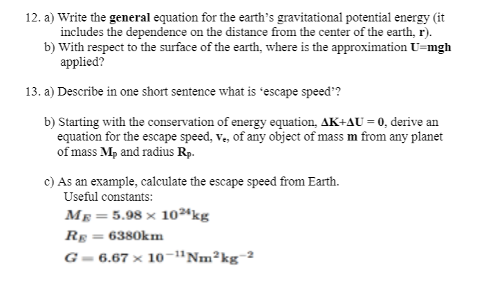 Solved 12. a) Write the general equation for the earth's | Chegg.com