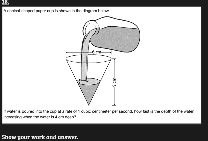 Solved A conical-shaped paper cup is shown in the diagram | Chegg.com