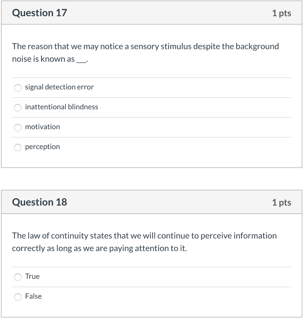 Solved Question 17 1 pts The reason that we may notice a | Chegg.com