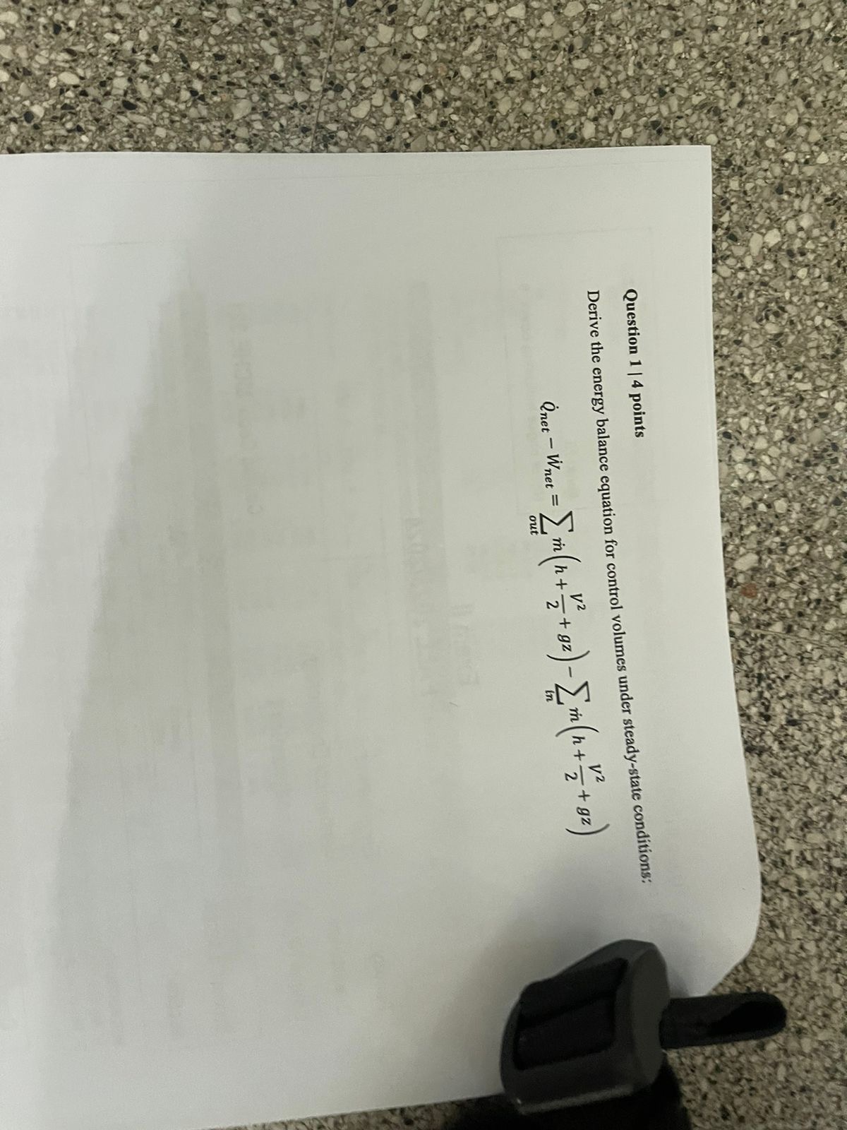 Solved Question 1∣4 points Derive the energy balance | Chegg.com