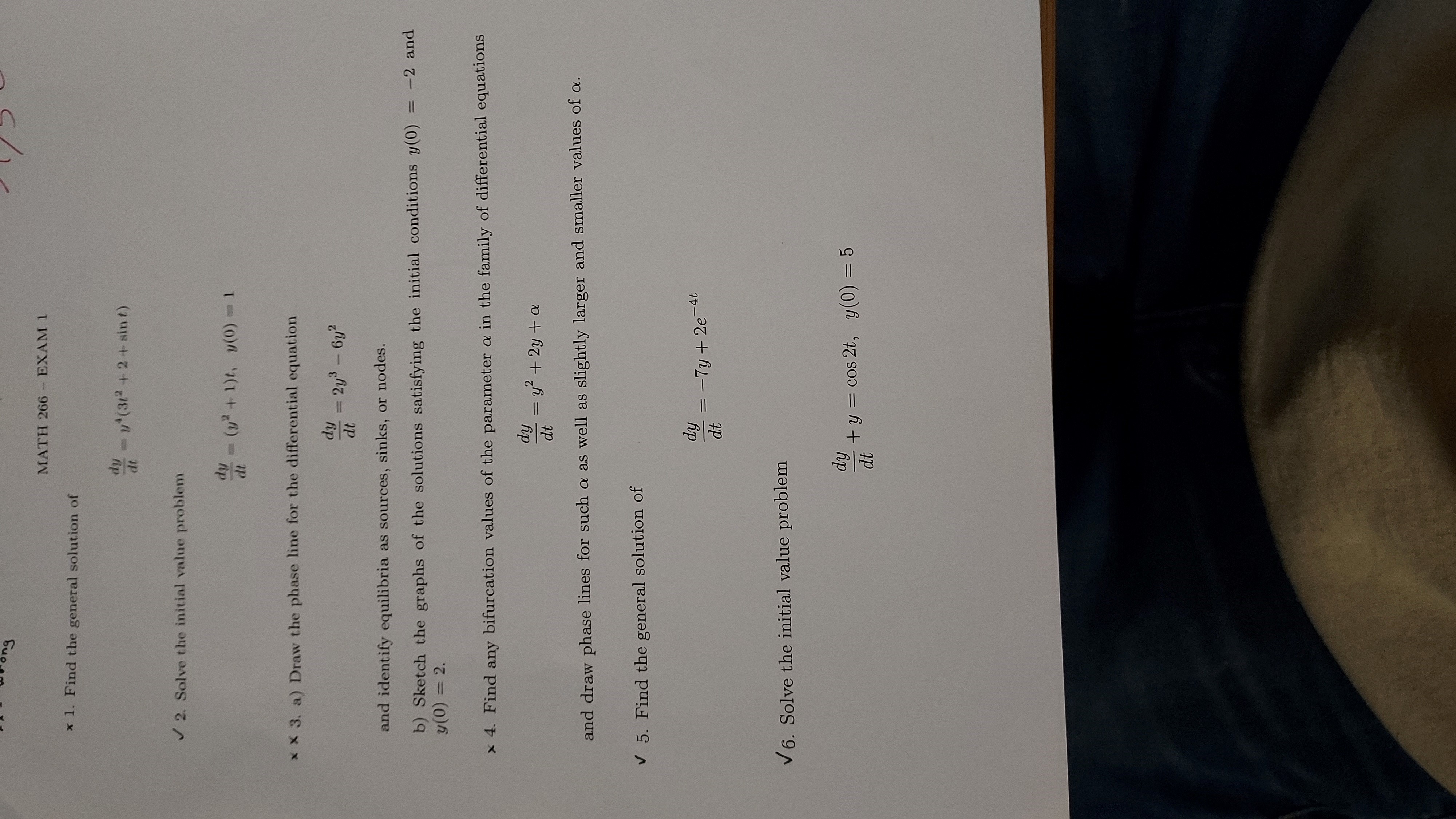 Solved MATH 266 EXAM 1 ×1. Find the general solution of