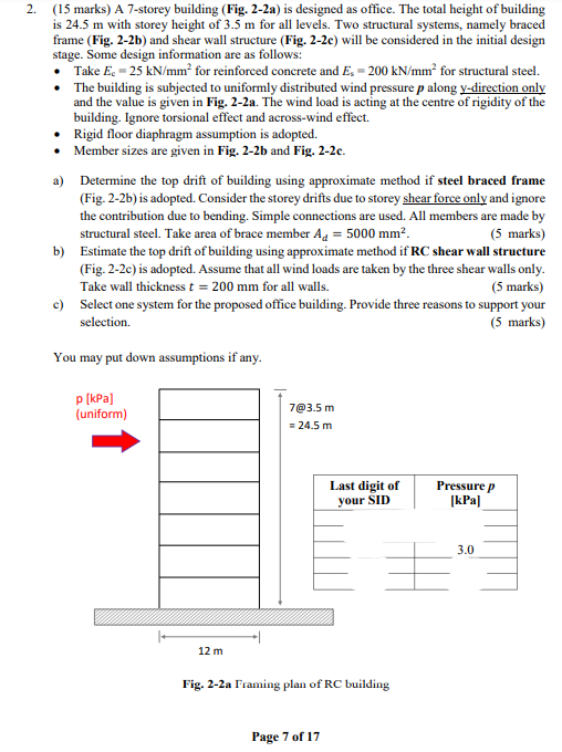 2. (15 marks) A 7-storey building (Fig. 2-2a) is | Chegg.com