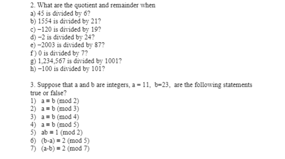 2 What Are The Quotient And Remainder When A 45 Is Chegg Com