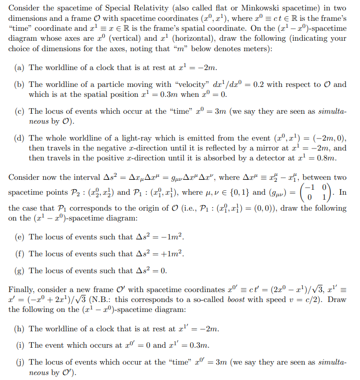 Solved Consider the spacetime of Special Relativity (also | Chegg.com