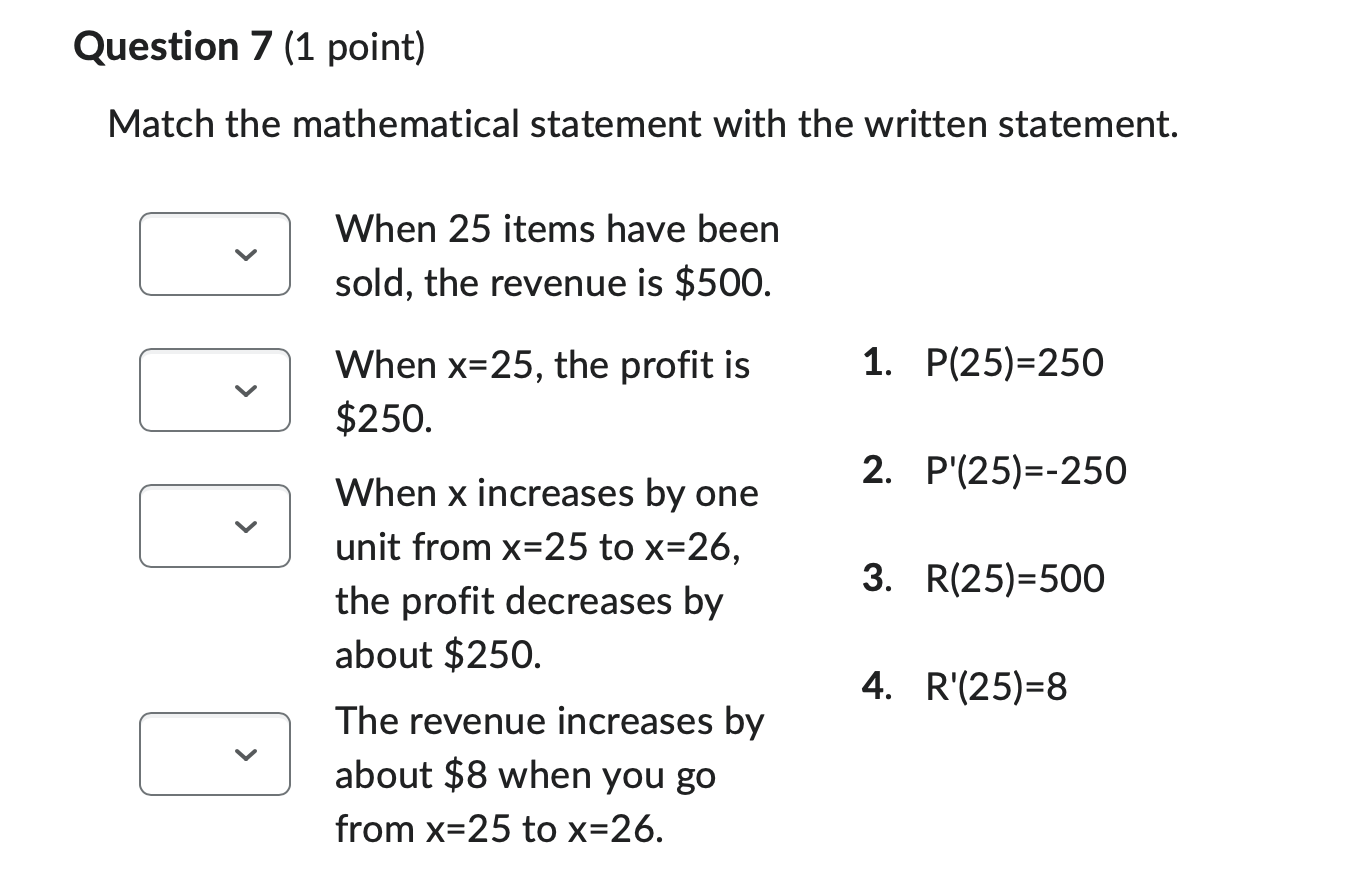 Solved Match the mathematical statement with the written | Chegg.com