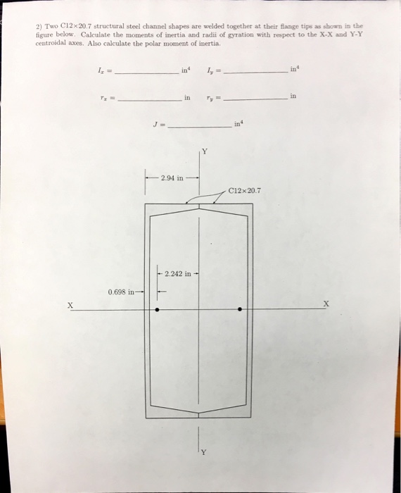 Solved 2 two c12x20 7 structural steel channel shapes are chegg