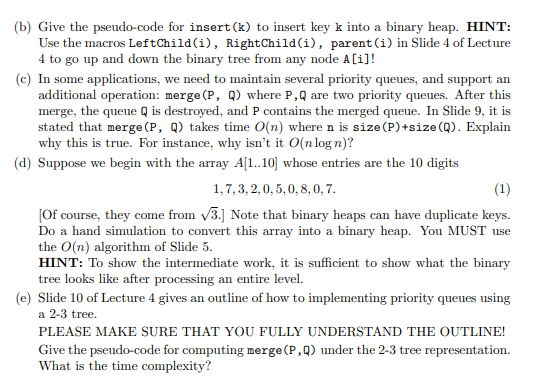 Solved Q1. (5+10+5+10+10 Points) Priority Queues Refer to | Chegg.com